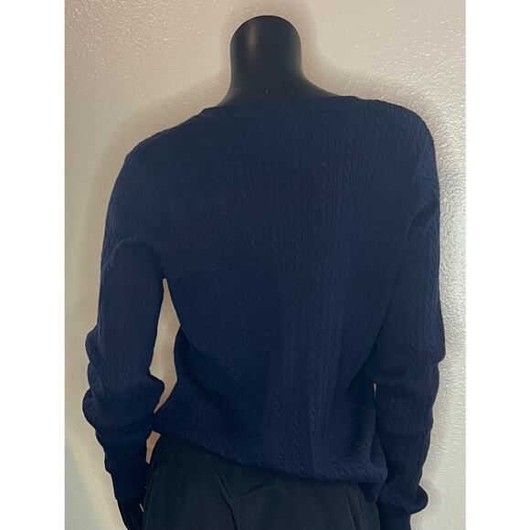 IZOD-Women’s V-NeckBlue Women’s Large Cotton Sweater - Picture 2 of 5